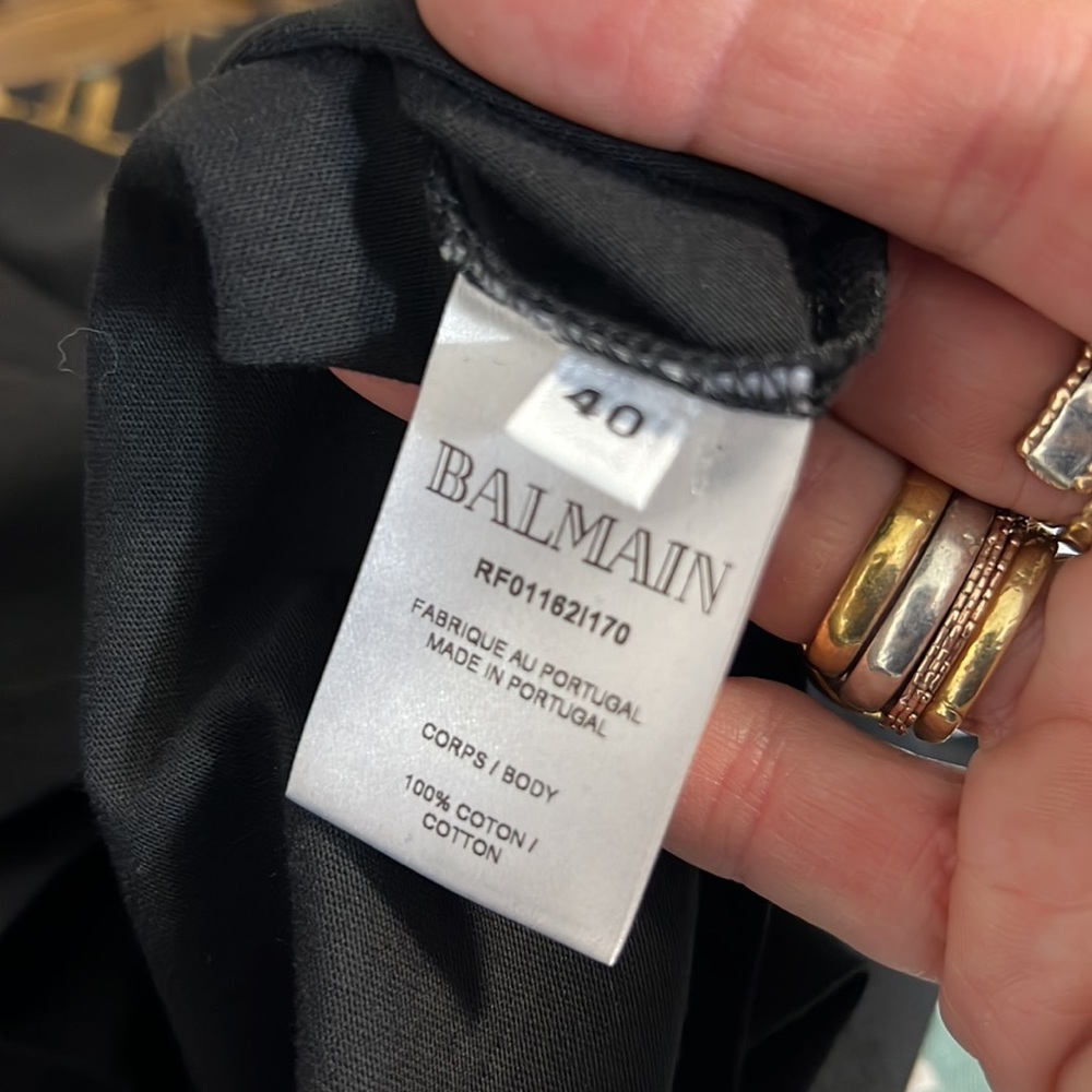 Balmain Black and Gold Tank with Button Detail at Shoulder Size 40 - Picture 6 of 10